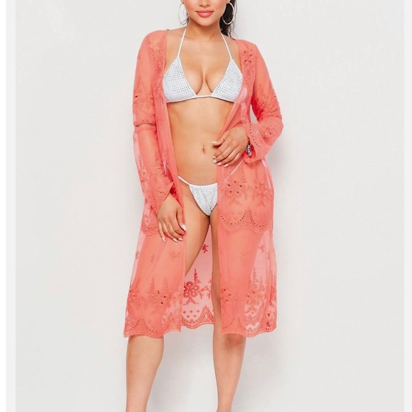 Haute Monde Coral open cardigan kimono size small - Picture 3 of 11